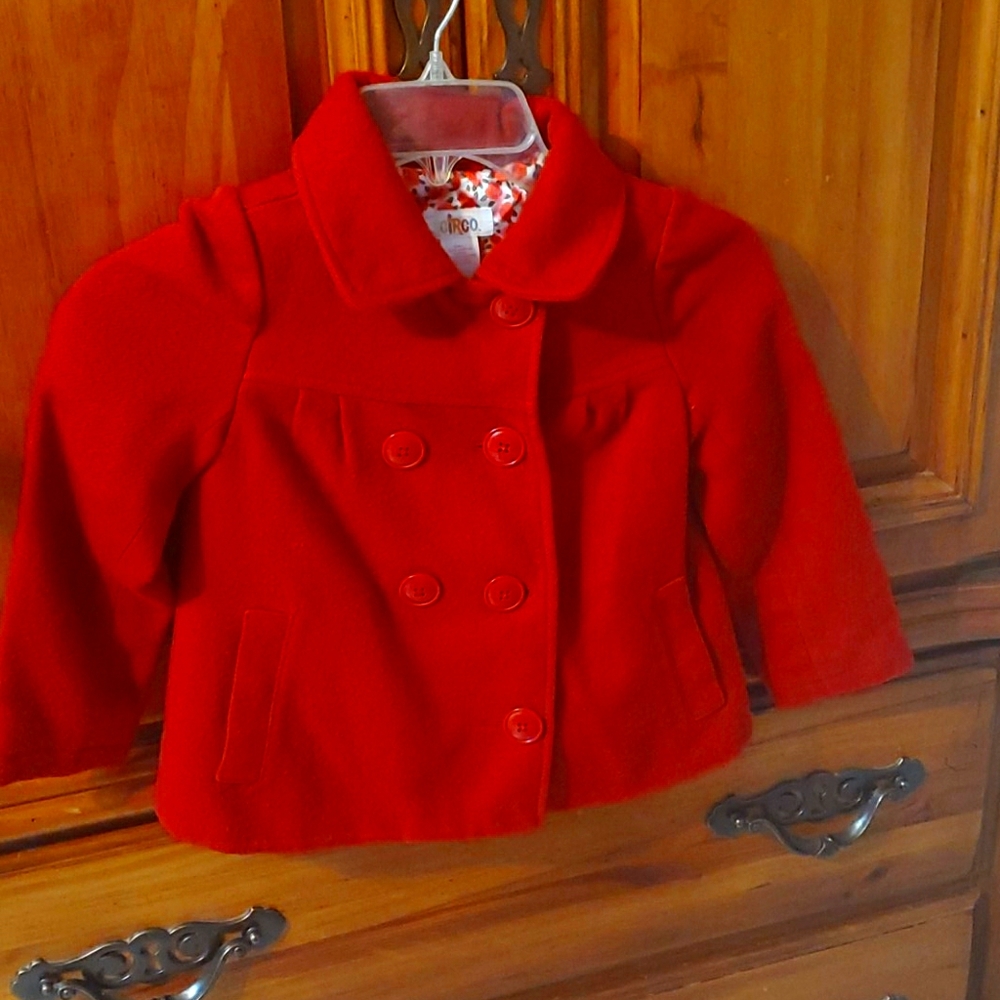 Red little girls coat